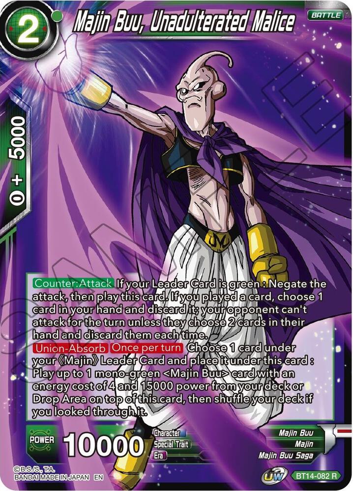 Majin Buu, Unadulterated Malice BT14-082 card from Cross Spirits