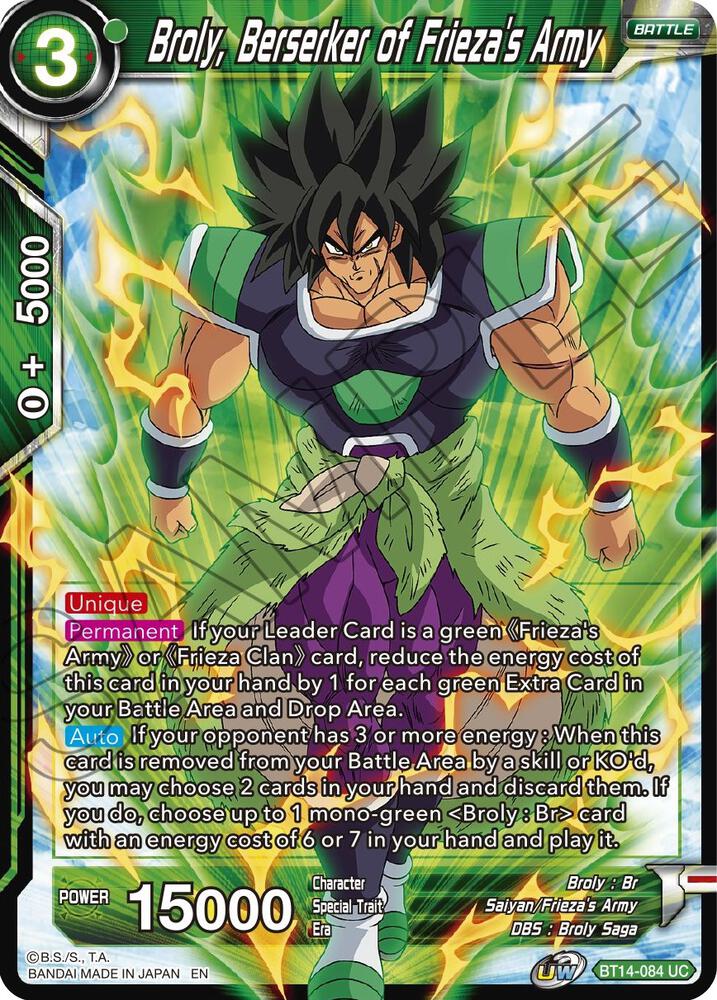 Broly, Berserker of Frieza's Army BT14-084 card from Cross Spirits