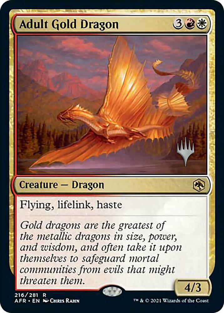 Adult Gold Dragon 216 card from Promo Pack: Adventures in the Forgotten Realms