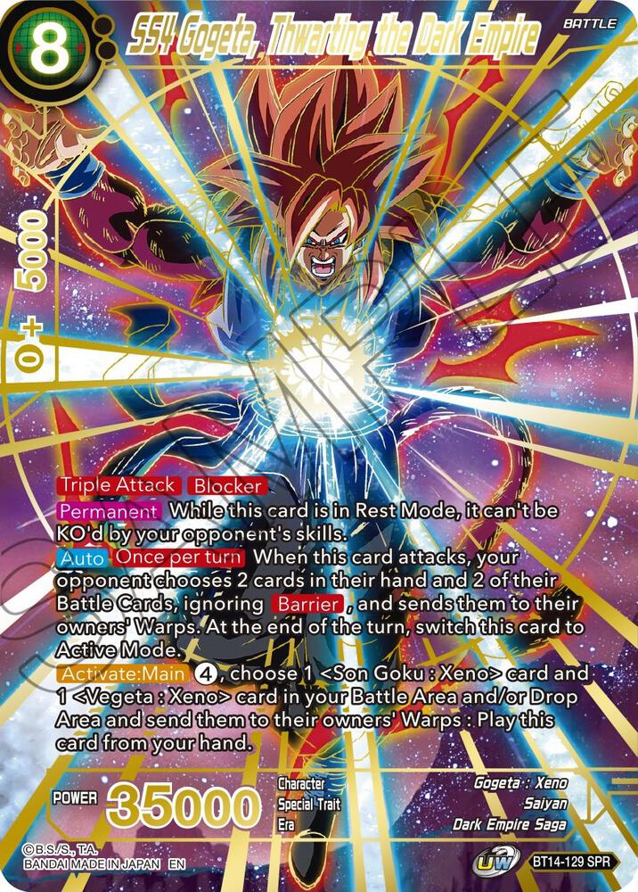 SS4 Gogeta, Thwarting the Dark Empire (SPR) BT14-129 card from Cross Spirits
