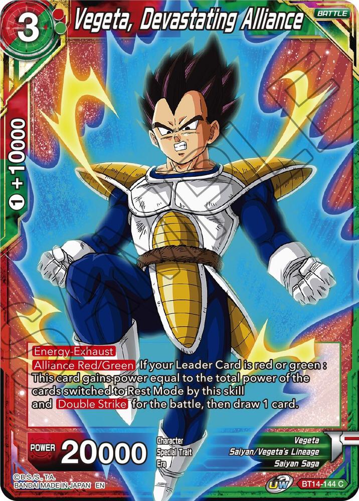 Vegeta, Devastating Alliance BT14-144 card from Cross Spirits