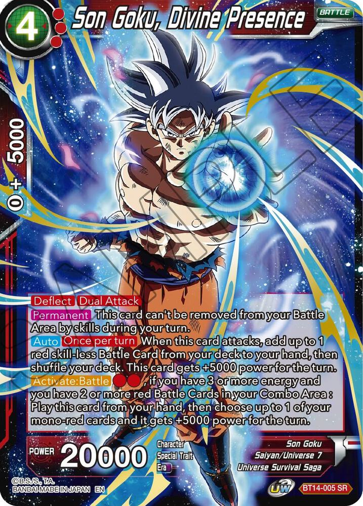 Son Goku, Divine Presence BT14-005 card from Cross Spirits
