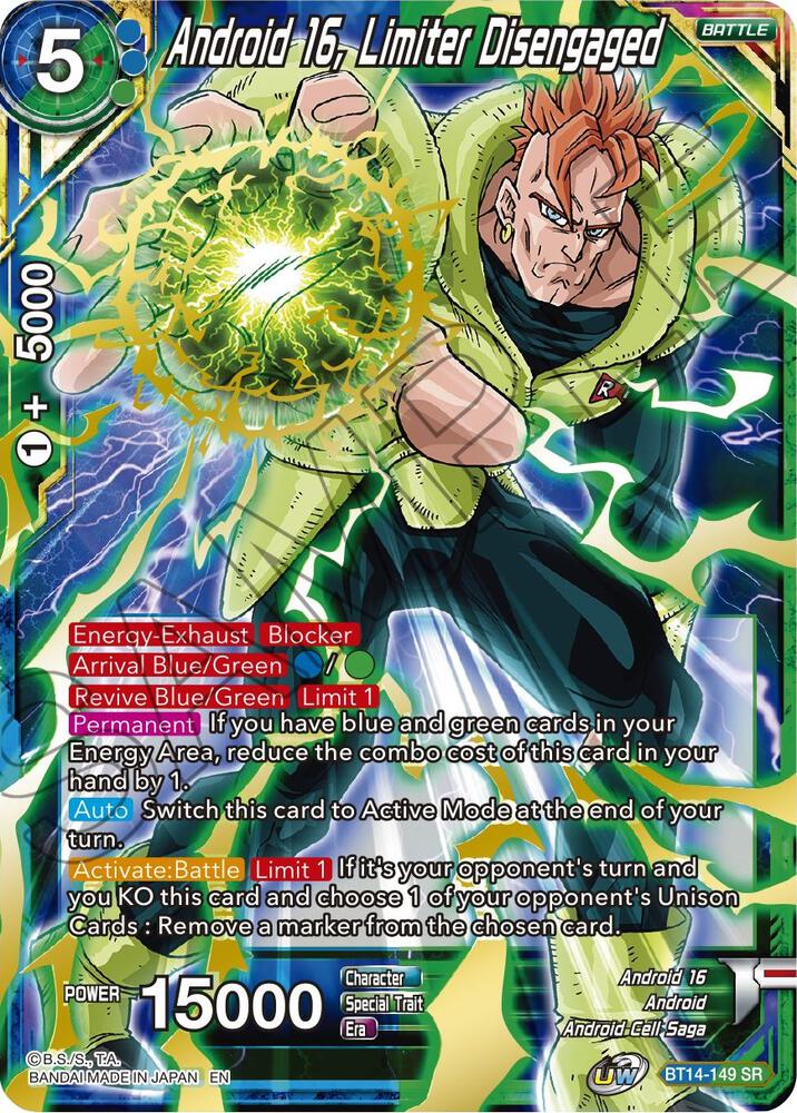 Android 16, Limiter Disengaged BT14-149 card from Cross Spirits