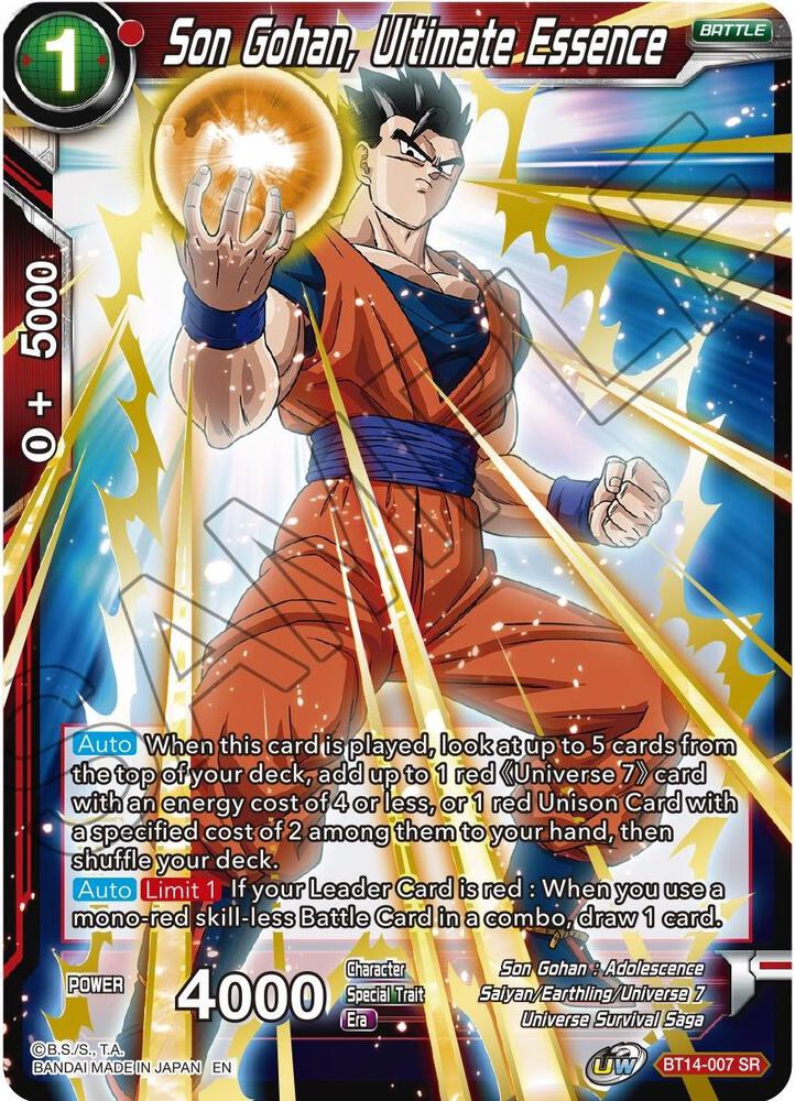 Son Gohan, Ultimate Essence BT14-007 card from Cross Spirits
