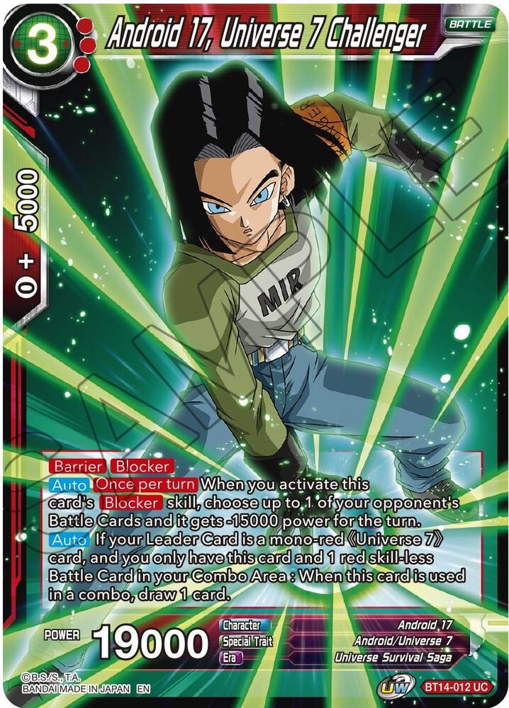 Android 17, Universe 7 Challenger BT14-012 card from Cross Spirits