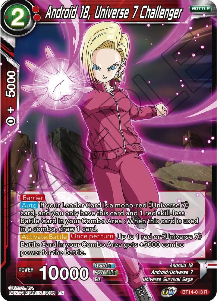 Android 18, Universe 7 Challenger BT14-013 card from Cross Spirits