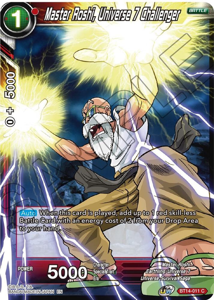 Master Roshi, Universe 7 Challenger BT14-011 card from Cross Spirits