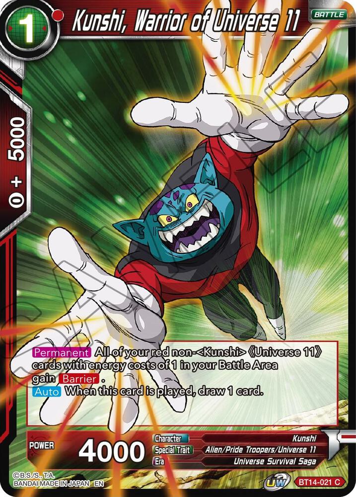 Kunshi, Warrior of Universe 11 BT14-021 card from Cross Spirits