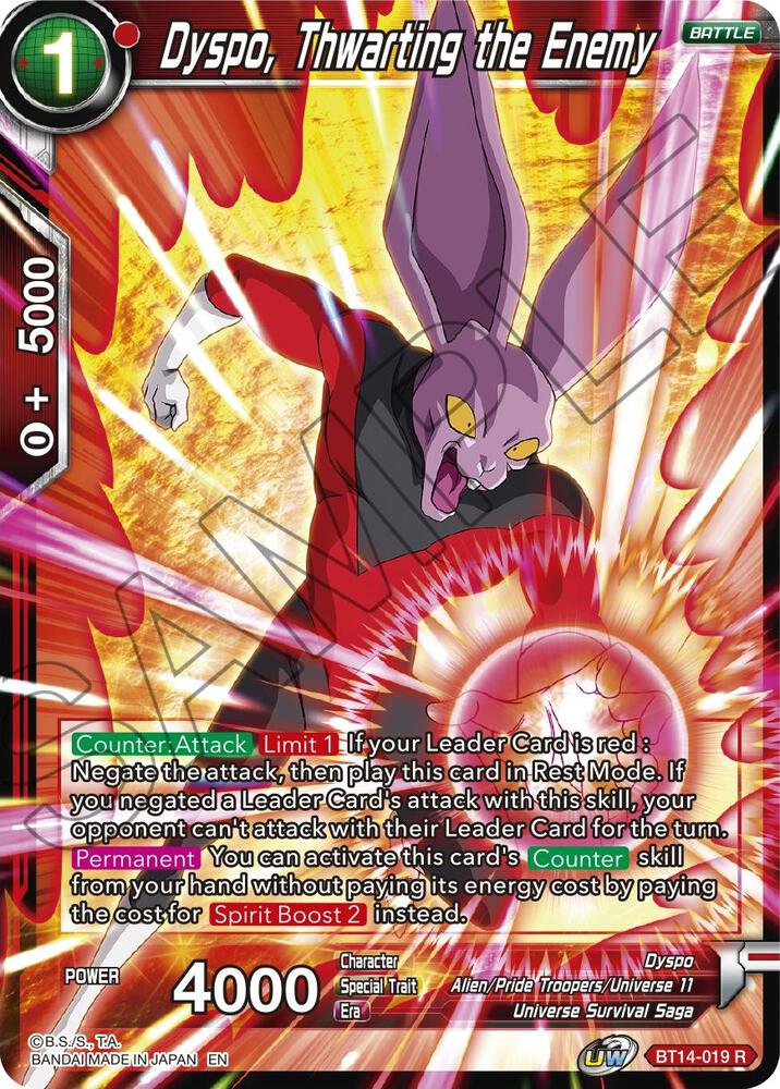 Dyspo, Thwarting the Enemy BT14-019 card from Cross Spirits