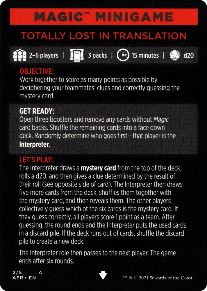 Magic Minigame: Totally Lost in Translation 2 card from Adventures in the Forgotten Realms