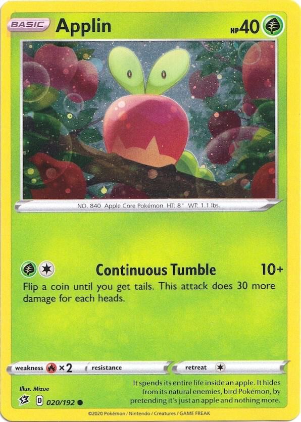 Applin (Cosmos Holo) 020/192 card from Blister Exclusives