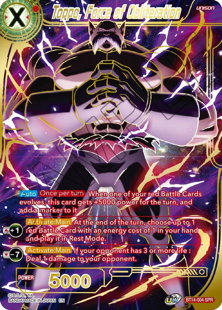Toppo, Force of Obliteration (SPR) BT14-004 card from Cross Spirits