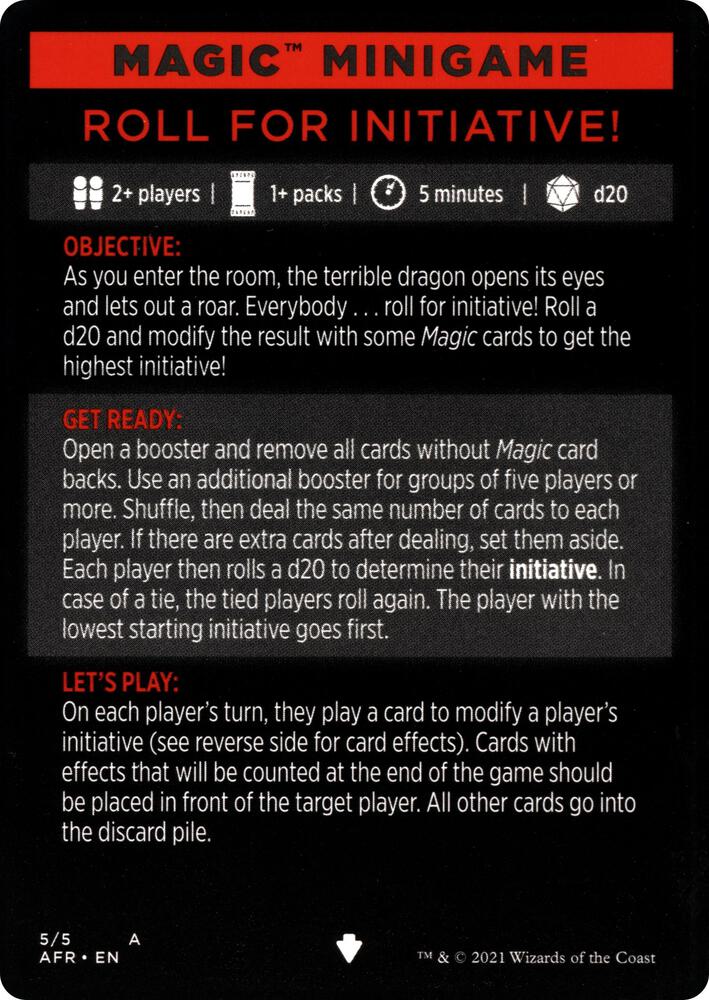 Magic Minigame: Roll for Initiative! 5 card from Adventures in the Forgotten Realms