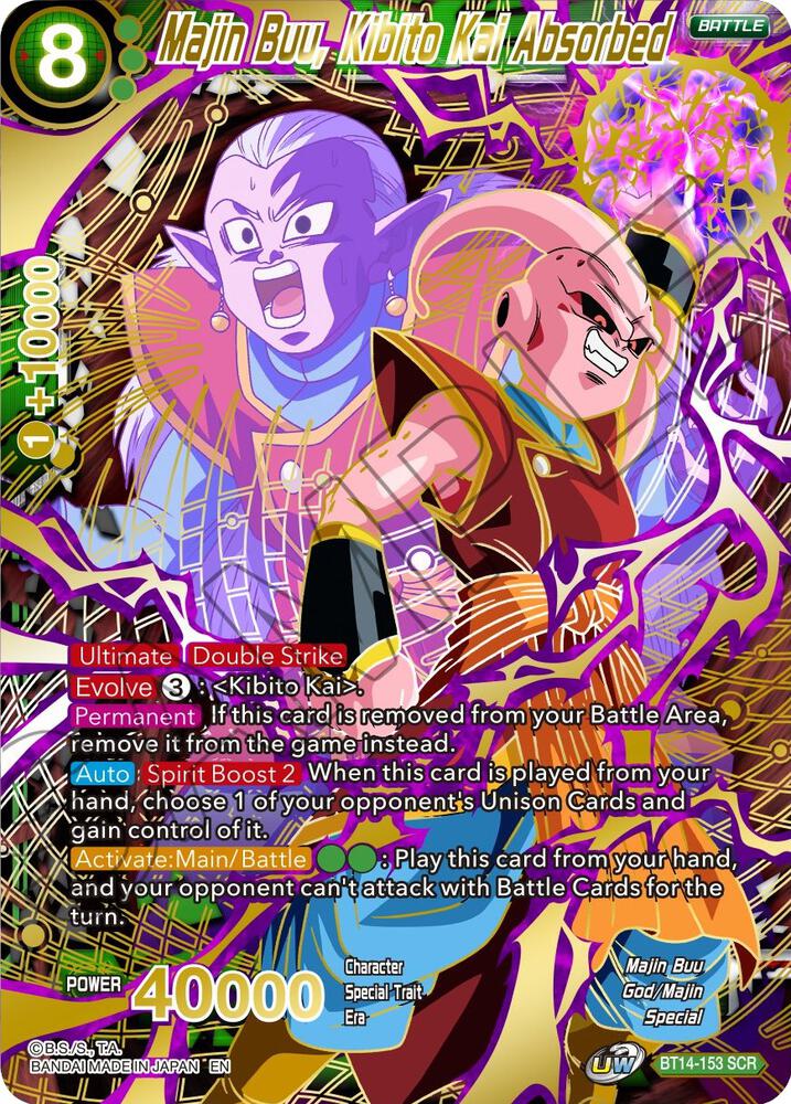 Majin Buu, Kibito Kai Absorbed BT14-153 card from Cross Spirits