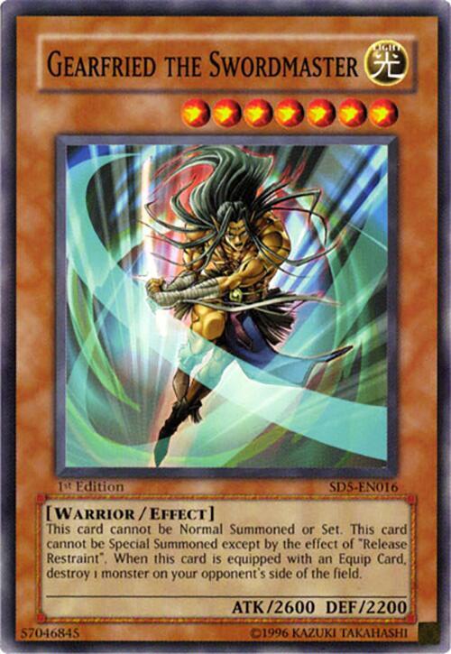 Gearfried the Swordmaster SD5-EN016 card from Structure Deck: Warrior's Triumph