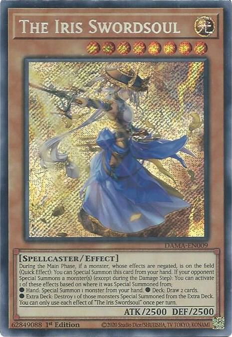 The Iris Swordsoul DAMA-EN009 card from Dawn of Majesty