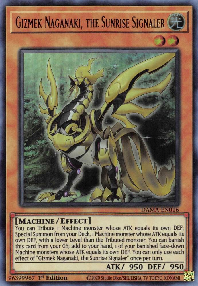 Gizmek Naganaki, the Sunrise Signaler DAMA-EN016 card from Dawn of Majesty