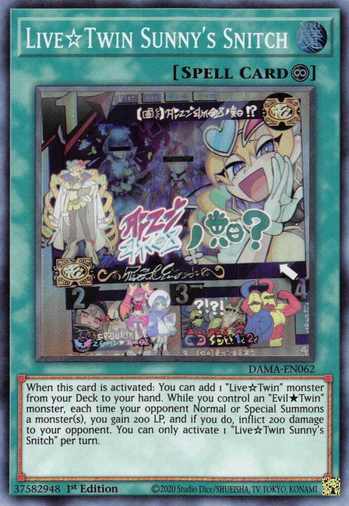 Live Twin Sunny's Snitch DAMA-EN062 card from Dawn of Majesty