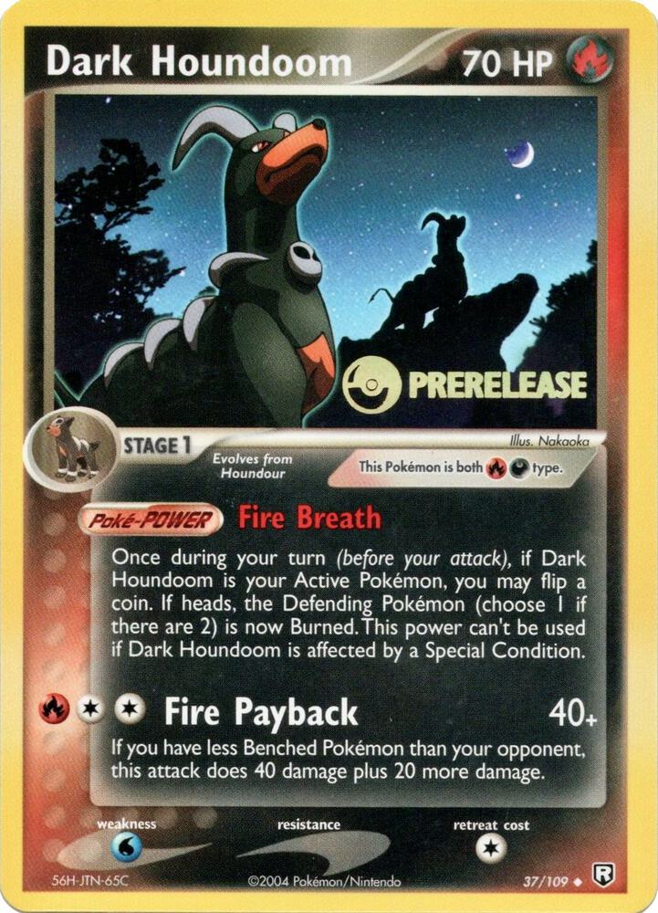 Dark Houndoom (Prerelease) 37/109 card from Nintendo Promos