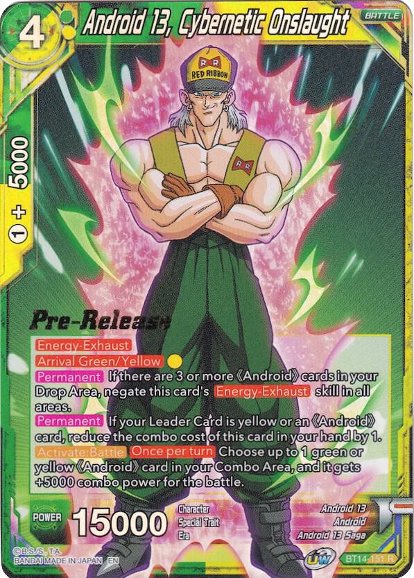 Android 13, Cybernetic Onslaught BT14-151 card from Cross Spirits Pre-Release Cards