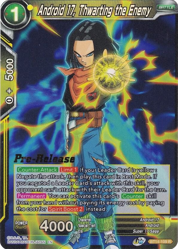 Android 17, Thwarting the Enemy BT14-109 card from Cross Spirits Pre-Release Cards