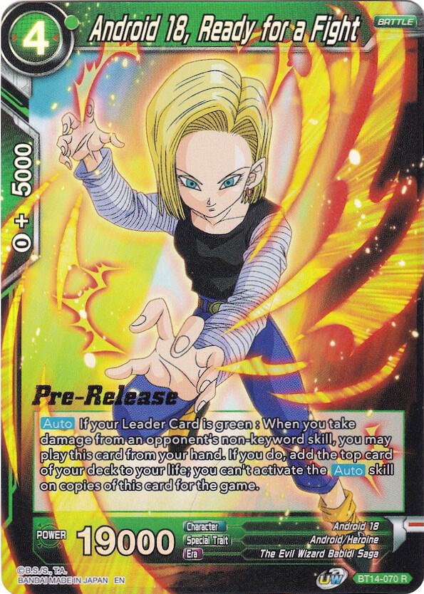 Android 18, Ready for a Fight BT14-070 card from Cross Spirits Pre-Release Cards