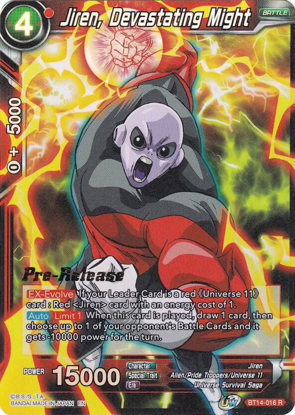 Jiren, Devastating Might BT14-016 card from Cross Spirits Pre-Release Cards