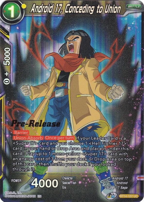 Android 17, Conceding to Union BT14-107 card from Cross Spirits Pre-Release Cards