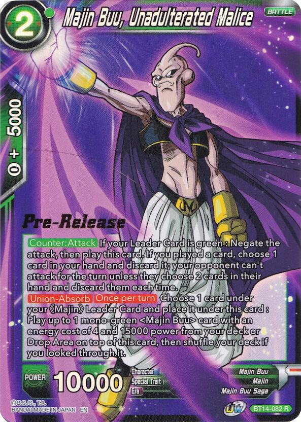Majin Buu, Unadulterated Malice BT14-082 card from Cross Spirits Pre-Release Cards