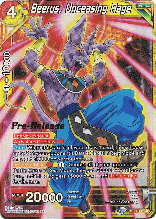 Beerus, Unceasing Rage BT14-147 card from Cross Spirits Pre-Release Cards