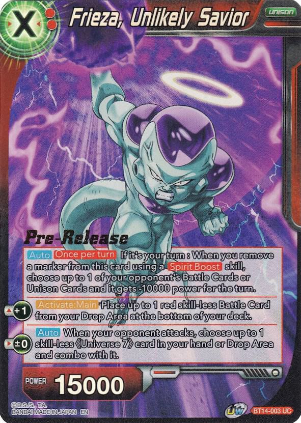 Frieza, Unlikely Savior BT14-003 card from Cross Spirits Pre-Release Cards