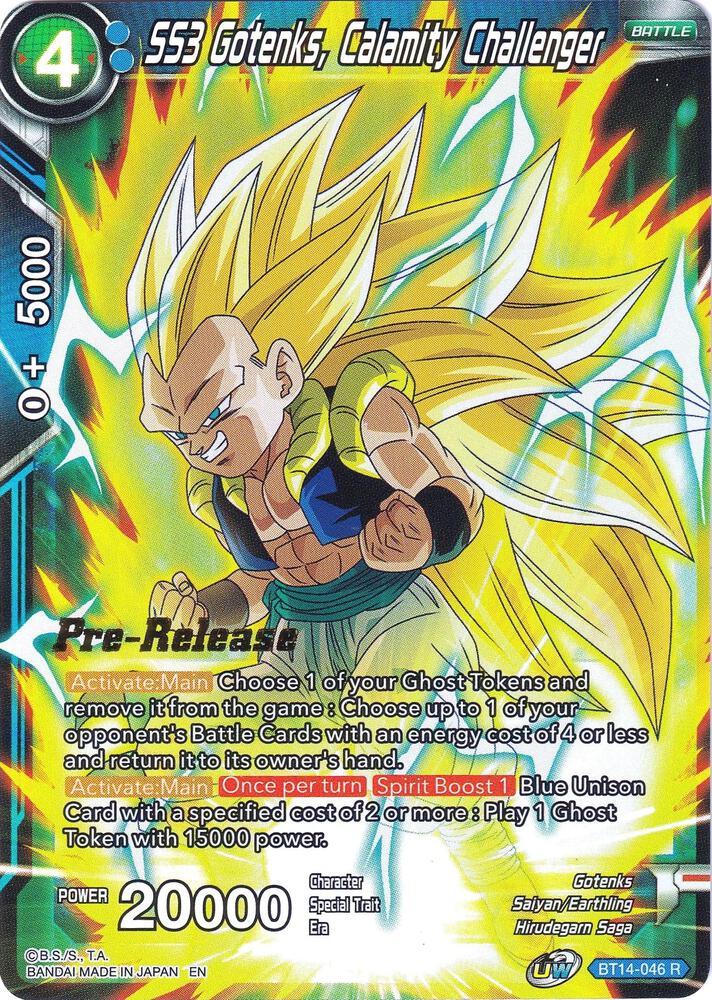 SS3 Gotenks, Calamity Challenger BT14-046 card from Cross Spirits Pre-Release Cards