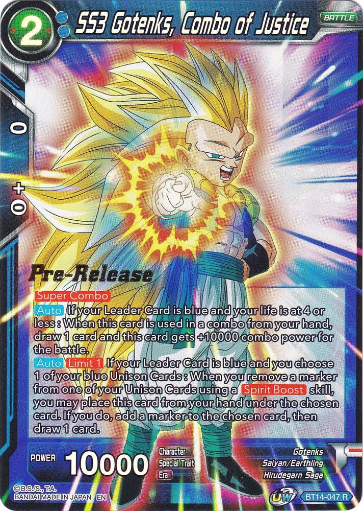 SS3 Gotenks, Combo of Justice BT14-047 card from Cross Spirits Pre-Release Cards