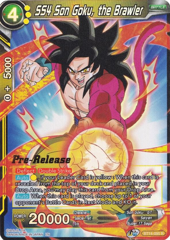 SS4 Son Goku, the Brawler BT14-095 card from Cross Spirits Pre-Release Cards