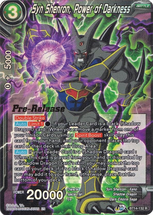 Syn Shenron, Power of Darkness BT14-132 card from Cross Spirits Pre-Release Cards
