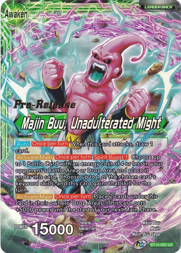 Majin Buu // Majin Buu, Unadulterated Might BT14-062 card from Cross Spirits Pre-Release Cards