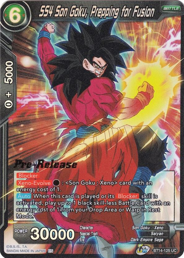 SS4 Son Goku, Prepping for Fusion BT14-125 card from Cross Spirits Pre-Release Cards