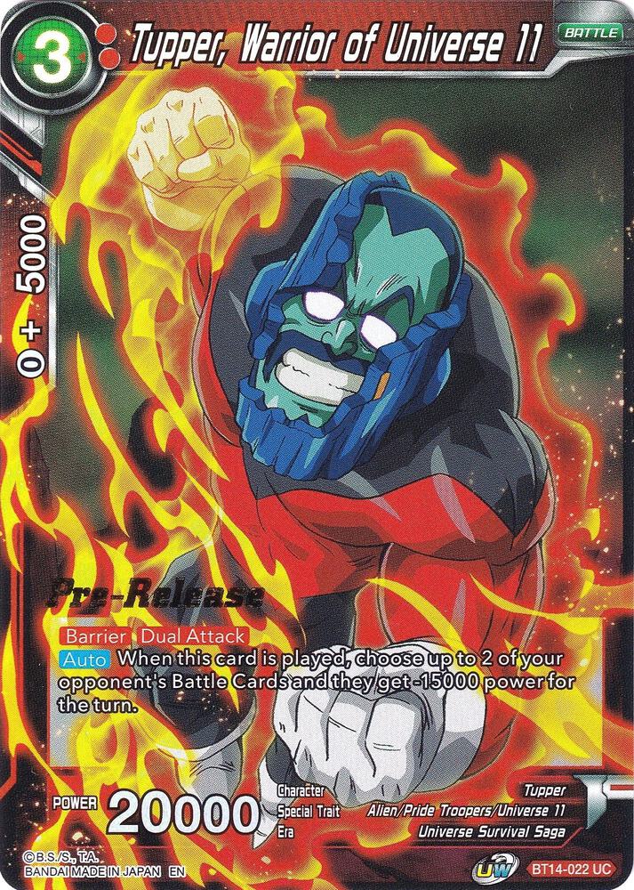 Tupper, Warrior of Universe 11 BT14-022 card from Cross Spirits Pre-Release Cards