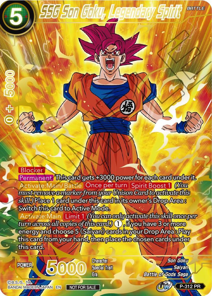 SSG Son Goku, Legendary Spirit (Gold Stamped) P-312 card from Promotion Cards