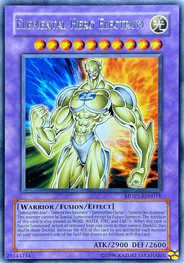 Elemental Hero Electrum MDP2-EN001K card from Redemption Replacement