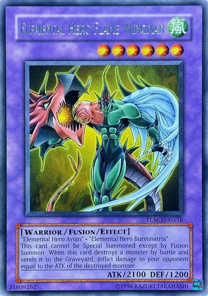 Elemental HERO Flame Wingman TLM-EN035K card from Redemption Replacement