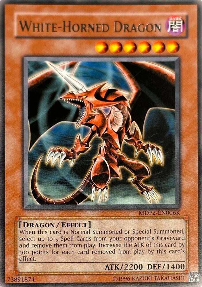White-Horned Dragon MDP2-EN006K card from Redemption Replacement