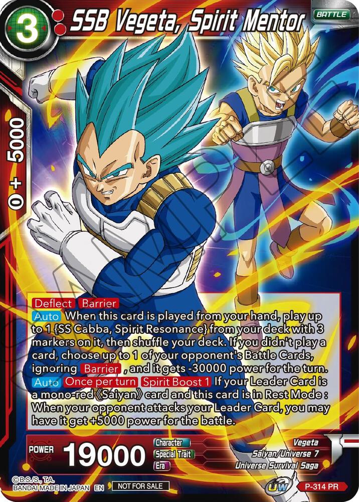 SSB Vegeta, Spirit Mentor P-314 card from Tournament Promotion Cards