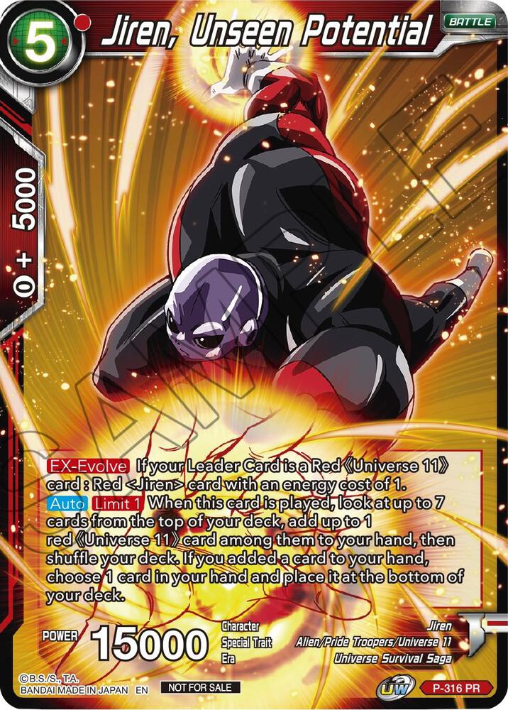 Jiren, Unseen Potential P-316 card from Tournament Promotion Cards