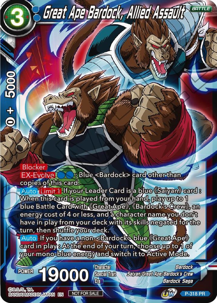 Great Ape Bardock, Allied Assault P-318 card from Tournament Promotion Cards
