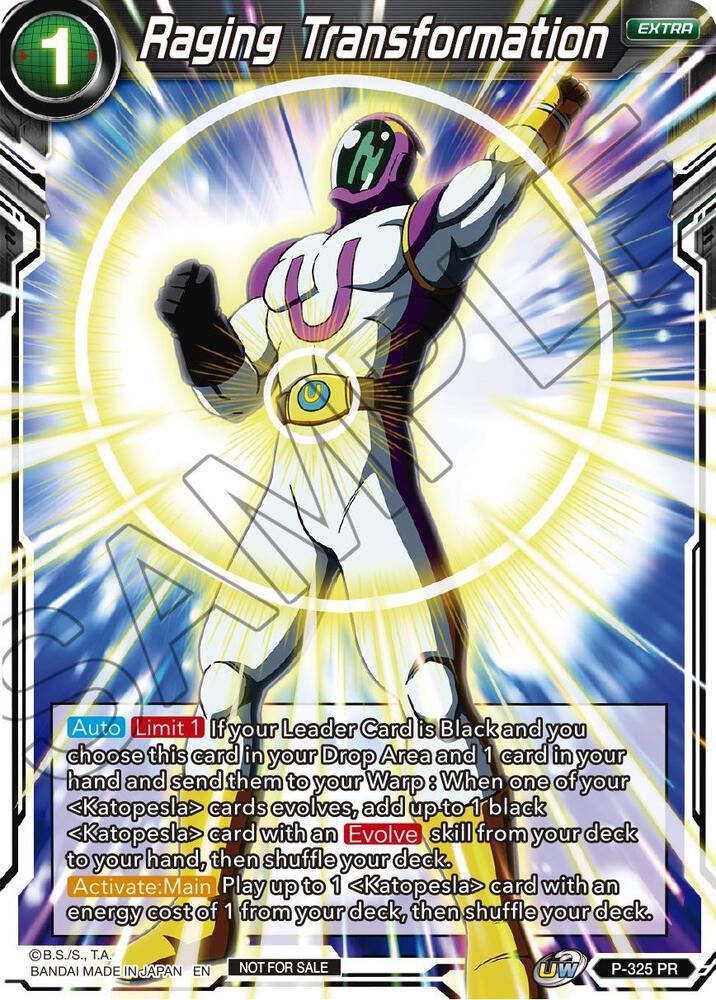 Raging Transformation P-325 card from Tournament Promotion Cards