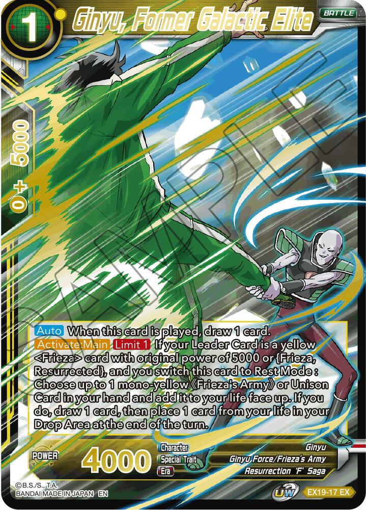 Ginyu, Former Galactic Elite EX19-17 card from Special Anniversary Set 2021