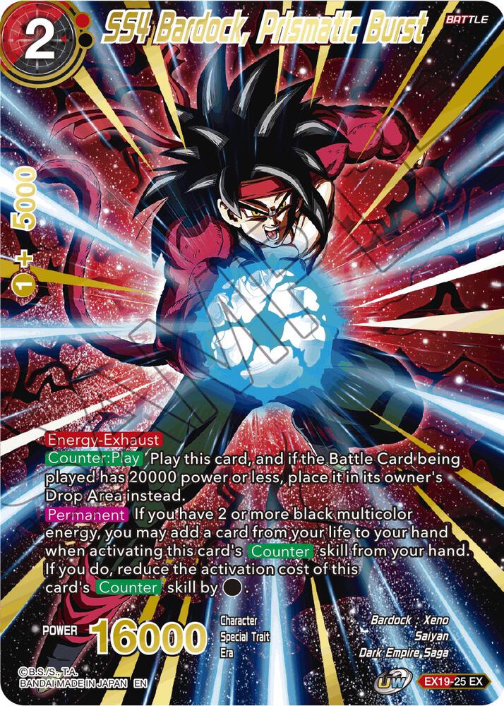 SS4 Bardock, Prismatic Burst EX19-25 card from Special Anniversary Set 2021