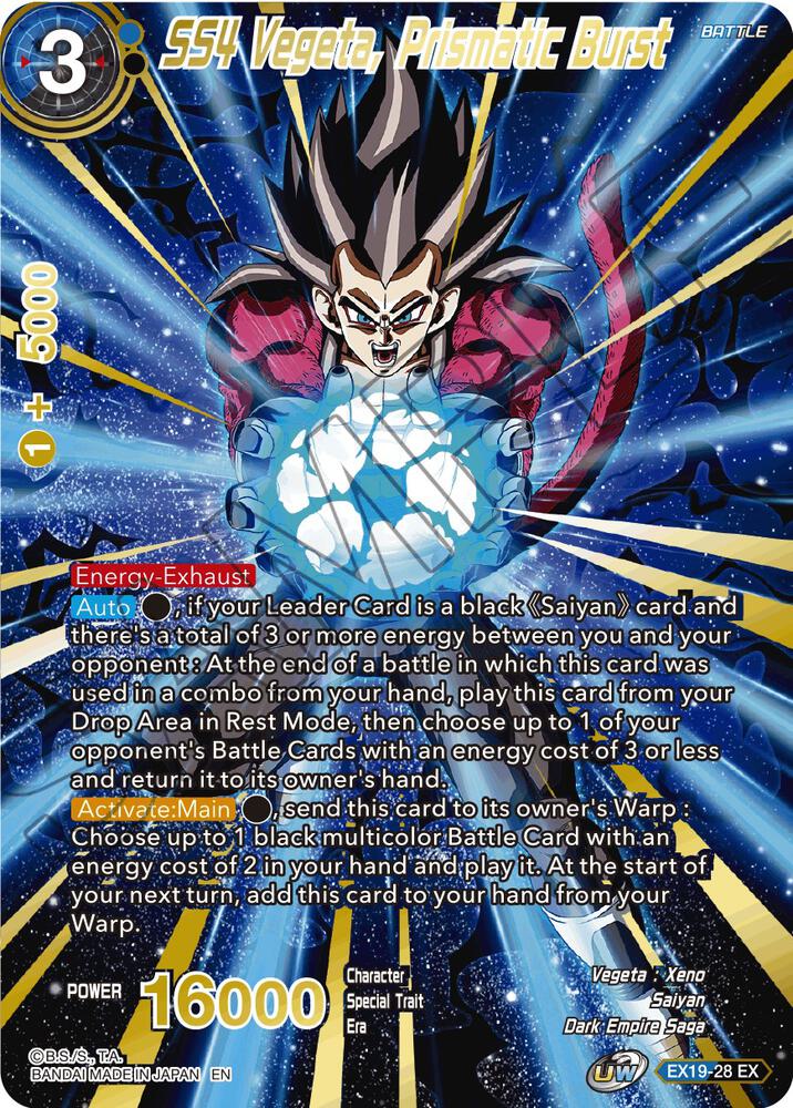 SS4 Vegeta, Prismatic Burst EX19-28 card from Special Anniversary Set 2021