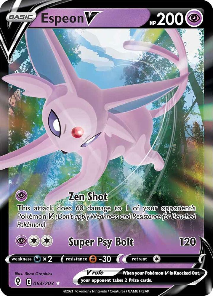 Espeon V 064/203 card from SWSH07: Evolving Skies